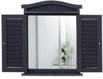 WANDSPIEGEL MIT FENSTERL&Auml;DEN Grau