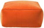 SITZPOUF orange mit Samt-Bezug, 60/60/27 cm