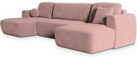 WOHNLANDSCHAFT SENTUM K Rosa Pl&uuml;sch-Stoff mit Schlaffunktion
