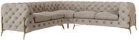 ECKSOFA Chesterfield Lexi Dunkle Creme Samt