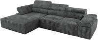 ECKSOFA RILASSO L Dunkelgrau Cord - links