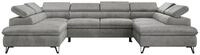 WOHNLANDSCHAFT PABLO U Velvet Hellgrau mit Topper T25