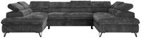 WOHNLANDSCHAFT PABLO U Cord Grau mit Topper T25