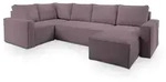 WOHNLANDSCHAFT NORENA L-S Lila Kordstoff mit Schlaffunktion