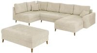 WOHNLANDSCHAFT inkl. Hocker Sigurd Beige Chenille