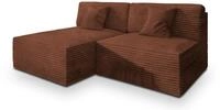 ECKSOFA FIORO Braun Kordstoff mit Schlaffunktion