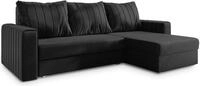 ECKSOFA CARL Schwarz Pl&uuml;sch-Stoff mit Schlaffunktion