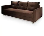 BETTSOFA NAPOL Braun Pl&uuml;sch-Stoff mit Schlaffunktion