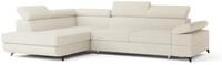 ECKSOFA FAVIEN L-S Creme Boucle-Stoff mit Schlaffunktion