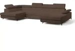 WOHNLANDSCHAFT RUBANO L-S Braun Boucle-Stoff mit Schlaffunktion