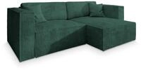 ECKSOFA NERIO P Gr&uuml;n Kordstoff mit Schlaffunktion