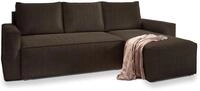 ECKSOFA POTARO Braun Kordstoff mit Schlaffunktion