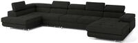 WOHNLANDSCHAFT VELORA L-S Schwarz Velours-Stoff mit Schlaffunktion