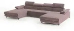 WOHNLANDSCHAFT DETTI Lila Velours-Stoff mit Schlaffunktion