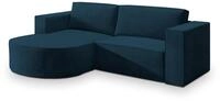 ECKSOFA SORELA M L-S Blau Velours-Stoff mit Schlaffunktion