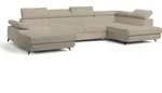 WOHNLANDSCHAFT RUBANO R-S Beige Boucle-Stoff mit Schlaffunktion
