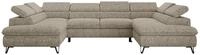 WOHNLANDSCHAFT PABLO U Strukture Beige mit Topper Visco