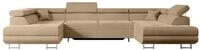 WOHNLANDSCHAFT mit Schlaffunktion und Bettkasten GUSA-U 342x202x107 cm Beige Velours