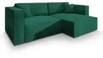 ECKSOFA NERIO M Gr&uuml;n Velours-Stoff mit Schlaffunktion