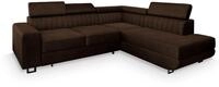 ECKSOFA NOLA R-S Braun Velours-Stoff mit Schlaffunktion