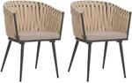 ESSZIMMERSTUHL Cremewei&szlig;, Braun 2er-Set