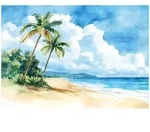 FOTOTAPETE Strand Palmen Blau 416x254 cm