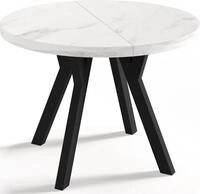 ESSTISCH Twixy runder ausziehbarer, Marmor Wei&szlig; 90-170/90/76 cm