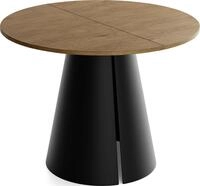 ESSTISCH Lamio runder ausziehbarer, Eiche Braun Rustikal 100-180/100/76 cm