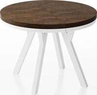ESSTISCH Lume Wei&szlig; runder ausziehbarer, Lefkas Eiche 100-200/100/76 cm
