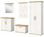GARDEROBE Set 5-teilig wei&szlig; L&auml;rche 285 cm, Komplettset im Landhaus-Stil