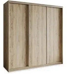 SCHWEBET&Uuml;RENSCHRANK NISSE 180/205/60 cm 3-t&uuml;rig mit Schubladen Sonoma Eiche
