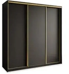 SCHWEBET&Uuml;RENSCHRANK NISSE 200/205/60 cm 3-t&uuml;rig Schwarz