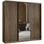 SCHWEBET&Uuml;RENSCHRANK ORRA 200/205/60 cm 3-t&uuml;rig mit Spiegel und Lamellen Eiche