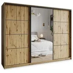 SCHWEBET&Uuml;RENSCHRANK VARO 250/205/60 cm 3-t&uuml;rig mit Spiegel und Schubladen...