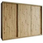 SCHWEBET&Uuml;RENSCHRANK NISSE 250/205/60 cm 3-t&uuml;rig mit Schubladen Eiche Artisan
