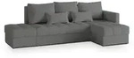 ECKSOFA LUMARI R-S Grau Pl&uuml;sch-Stoff mit Schlaffunktion
