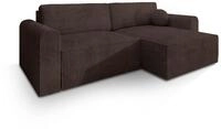 ECKSOFA FIANO P Braun Kordstoff mit Schlaffunktion