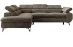 ECKSOFA PABLO L Braun Schenille grob gewebt - Links Seite mit T25 Topper