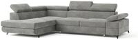 ECKSOFA FAVIEN L-S Hellgrau Velours-Stoff mit Schlaffunktion
