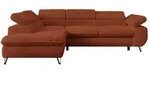 ECKSOFA PETER L Orange Pl&uuml;sch - Links Seite