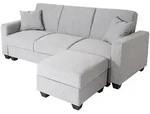 SOFA MIT OTTOMANE Hellgrau