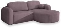 ECKSOFA AMILIA P R-S Lila Kordstoff mit Schlaffunktion