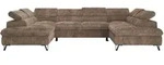 WOHNLANDSCHAFT PABLO U Cord Braun mit Topper T25