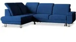 ECKSOFA LERMA L-S Blau Velours-Stoff mit Schlaffunktion
