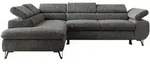 ECKSOFA PABLO L Grau Schenille grob gewebt - Links Seite mit Visco Topper