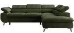 ECKSOFA PABLO L Dunkelgr&uuml;n Schenille glatt - Rechts Seite mit T25 Topper