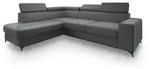 ECKSOFA ALVORO L-S Grau Velours-Stoff mit Schlaffunktion