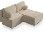 ECKSOFA VARNA M Creme Velours-Stoff mit Schlaffunktion