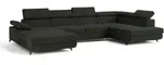 WOHNLANDSCHAFT RUBANO R-S Schwarz Velours-Stoff mit Schlaffunktion