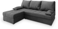 ECKSOFA RITA M Grau Velours-Stoff mit Schlaffunktion